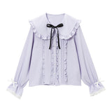 大きめ丸襟フリルブラウス