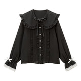 大きめ丸襟フリルブラウス