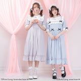 ハートくり抜きはしごリボンワンピース