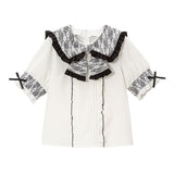 レースリボンデザインセーラーブラウス