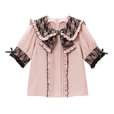 レースリボンデザインセーラーブラウス