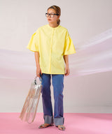 【メール便】前後2way袖タック半袖シャツ