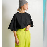 【メール便】前後2way袖タック半袖シャツ