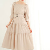 【選べる丈】2WAYスクエアネックティアードワンピース