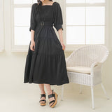 【選べる丈】2WAYスクエアネックティアードワンピース