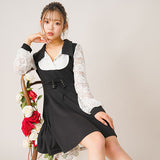 バイカラーレースレイヤードジャンスカワンピ