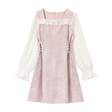 レースレイヤードレースアップワンピース