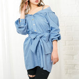 2WAYオフショルシャツワンピース