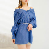 2WAYオフショルシャツワンピース