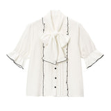 【メール便】大きなボウタイフリルブラウス