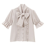 【メール便】大きなボウタイフリルブラウス