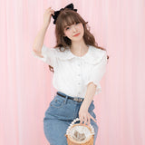 【メール便】重ねレース襟ガーリーブラウス