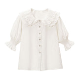 【メール便】重ねレース襟ガーリーブラウス