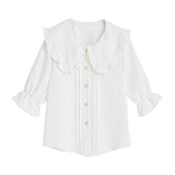 シンプルガーリー丸襟ブラウス