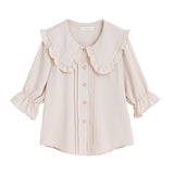 シンプルガーリー丸襟ブラウス