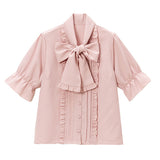 大きなボウタイフリルブラウス