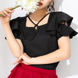 【メール便】フリルレーストップス