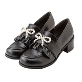 選べるヒールパールリボンローファーパンプス