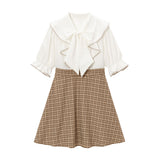 ボウタイフリルパイピングワンピース