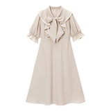 ボウタイフリルパイピングワンピース