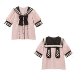 セーラーレースアップうさぎブラウス