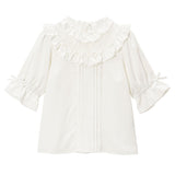 レース切替フリルブラウス