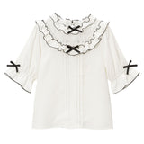 レース切替フリルブラウス