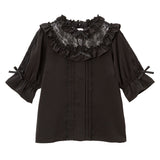 レース切替フリルブラウス