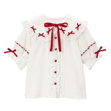 【メール便】リボンいっぱいレースロリータブラウス