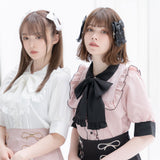 【メール便】スクエアフリルボウタイリボンブラウス