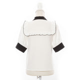 【メール便】スクエアフリルボウタイリボンブラウス