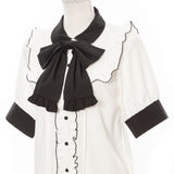 【メール便】スクエアフリルボウタイリボンブラウス