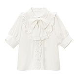 【メール便】スクエアフリルボウタイリボンブラウス