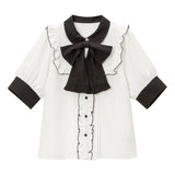 【メール便】スクエアフリルボウタイリボンブラウス