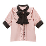 【メール便】スクエアフリルボウタイリボンブラウス