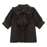 【メール便】スクエアフリルボウタイリボンブラウス