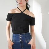 【メール便】ネッククロステレコリブトップス