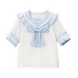 レースフリルリボンセーラーブラウス