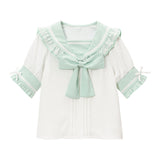 レースフリルリボンセーラーブラウス