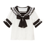 レースフリルリボンセーラーブラウス