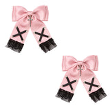 レースアップ十字架ツインリボンクリップ