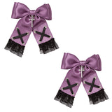 レースアップ十字架ツインリボンクリップ