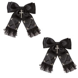 レースアップ十字架ツインリボンクリップ