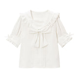 レースフリルリボンセーラーブラウス