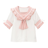 レースフリルリボンセーラーブラウス