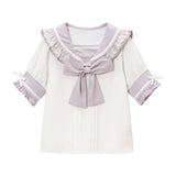 レースフリルリボンセーラーブラウス