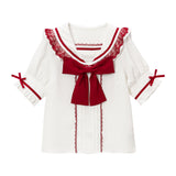 レースフリルリボンセーラーブラウス