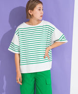 パネルボーダーハーフスリーブTシャツ