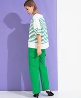 パネルボーダーハーフスリーブTシャツ