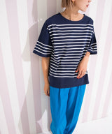 パネルボーダーハーフスリーブTシャツ